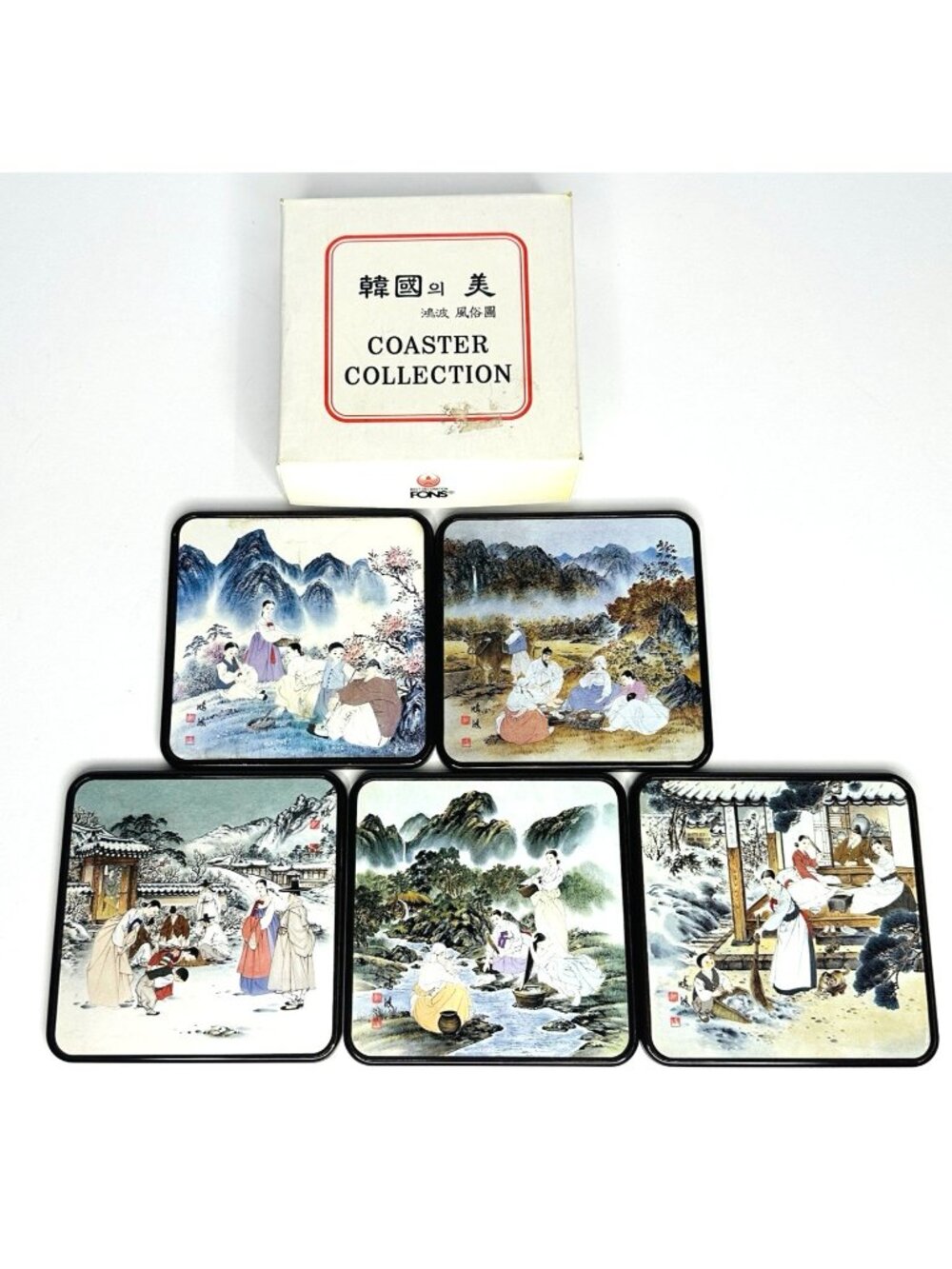 Korean Genre Picture Coasters Set of 5 Hong-Pa Homecoming Daily Scenes of Living